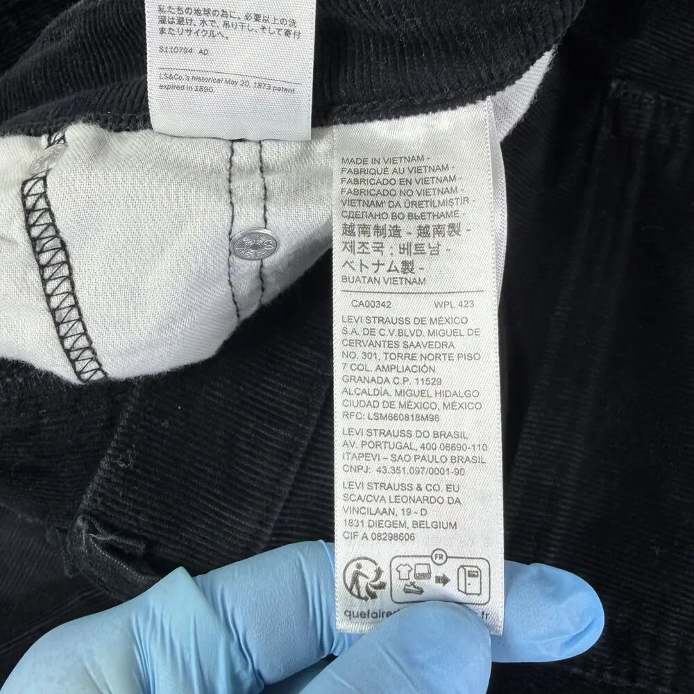 Levis 505 Corduroy Pants Mens 34x32 Black Preppy Chino Business Casual Textured